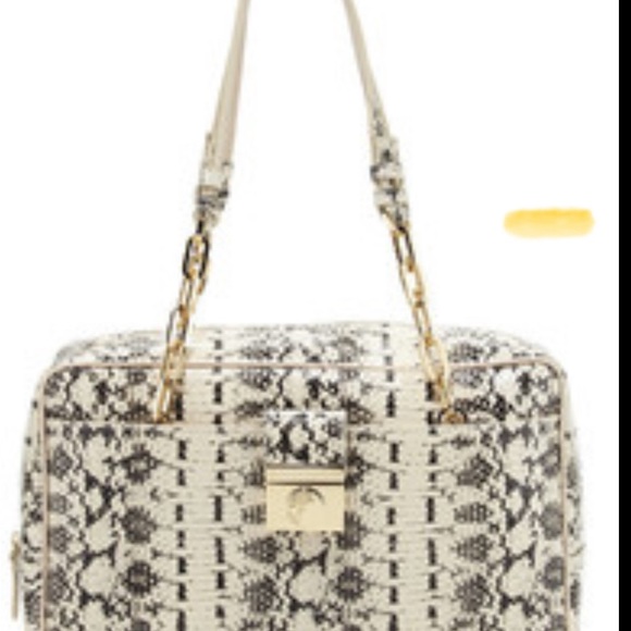 Versace Collection chain handle snake embossed leather shoulder bag
